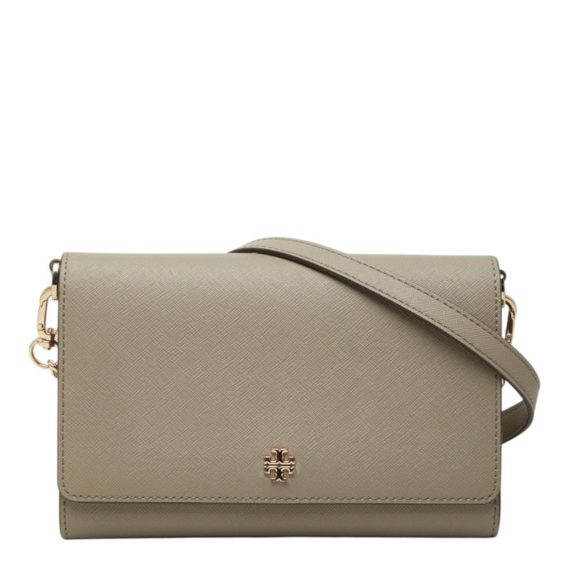 トリーバーチ ロゴ ショルダー ウォレット ショルダーバッグ ベージュ系 レザー レディース Tory Burch 中古