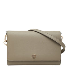 トリーバーチ ロゴ ショルダー ウォレット ショルダーバッグ ベージュ系 レザー レディース Tory Burch 中古