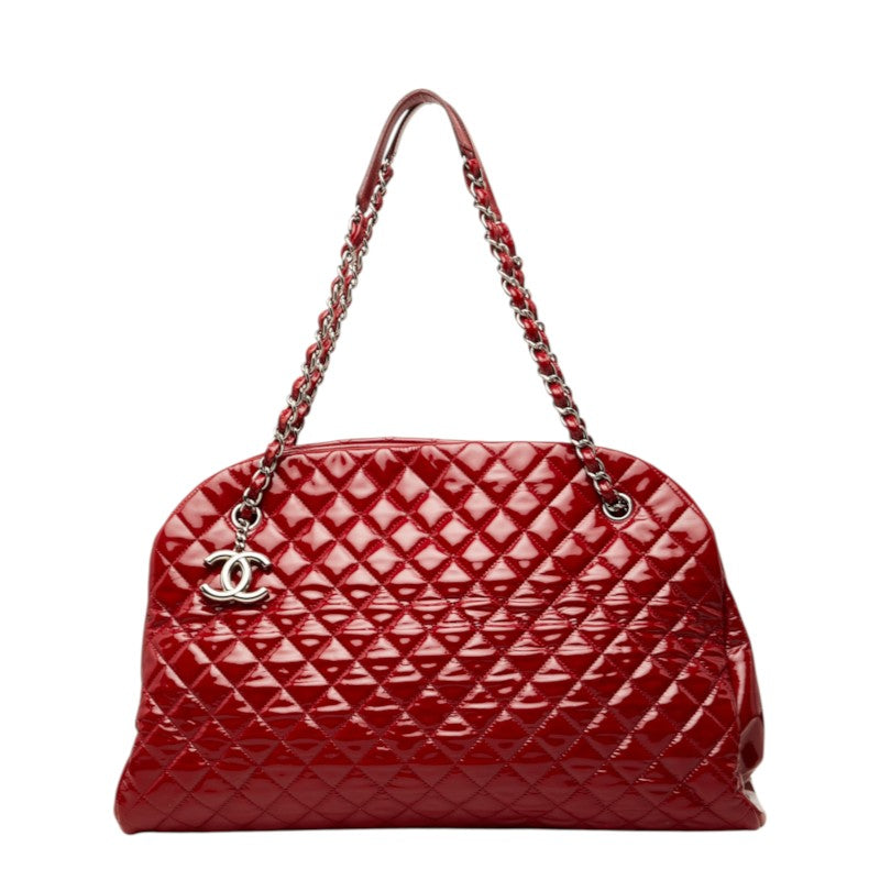 シャネル ココマーク マトラッセ マドモアゼル トートバッグ ショルダーバッグ レッド エナメル レディース CHANEL 中古