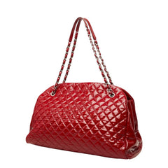 シャネル ココマーク マトラッセ マドモアゼル トートバッグ ショルダーバッグ レッド エナメル レディース CHANEL 中古