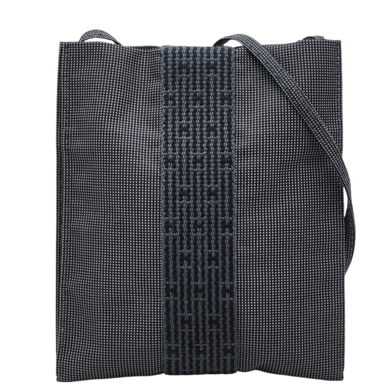 エルメス エールライン ポシェット 斜め掛け ショルダーバッグ グレー ブラック キャンバス レディース HERMES 中古