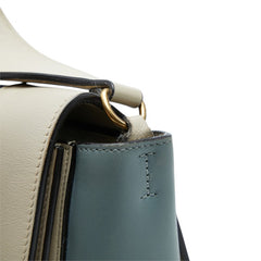 セリーヌ フレーム ミディアム ショルダーバッグ ブルー系 グレージュ レザー レディース CELINE 中古