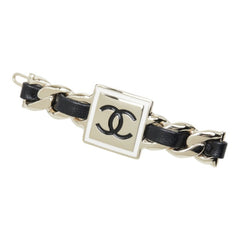 シャネル ココマーク バレッタ ヘアアクセサリー B21B ゴールド ブラック メッキ レザー レディース CHANEL 中古