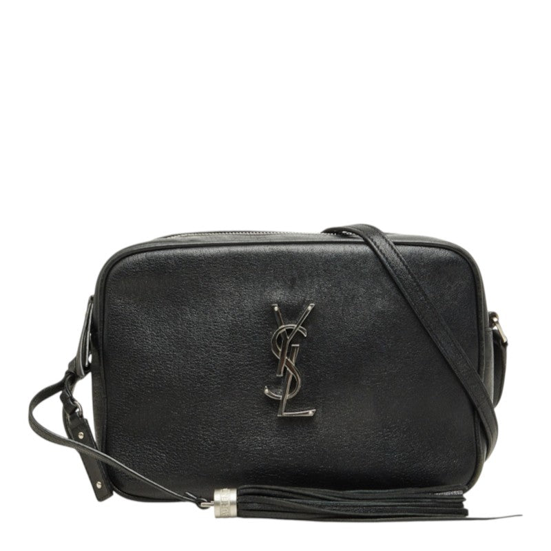サンローラン YSLロゴ ルー カメラバッグ 斜め掛け ショルダーバッグ 574494 ブラック レザー レディース SAINT LAURENT 中古