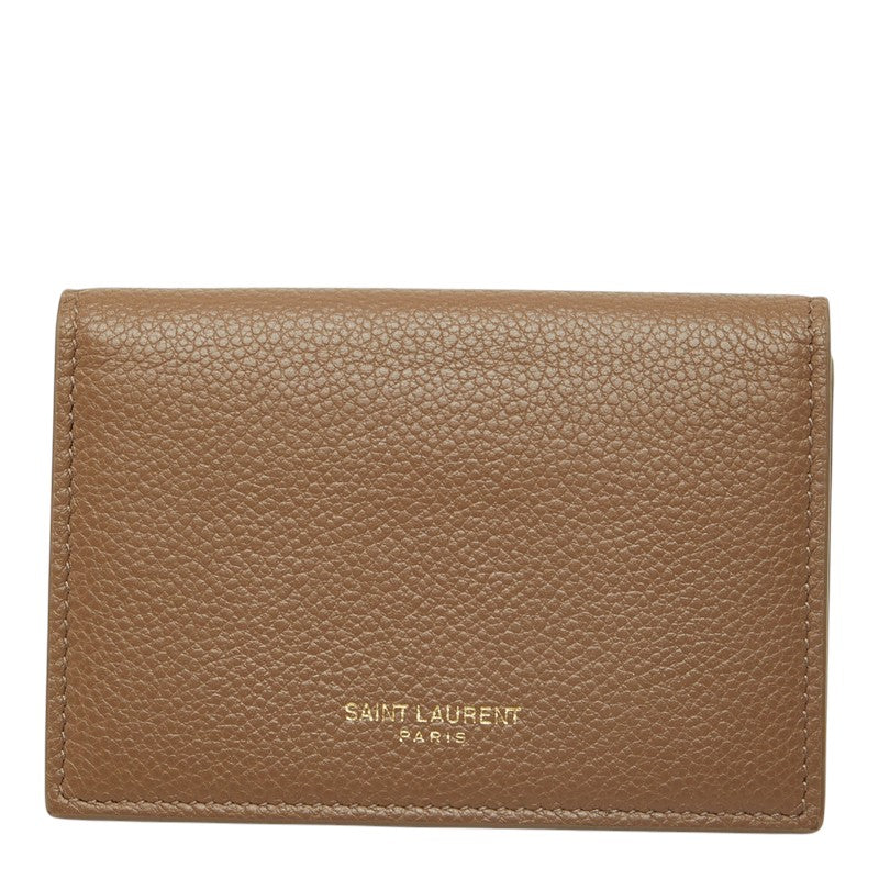 サンローラン 二つ折り カードケース 468994 ベージュ レザー レディース SAINT LAURENT 中古