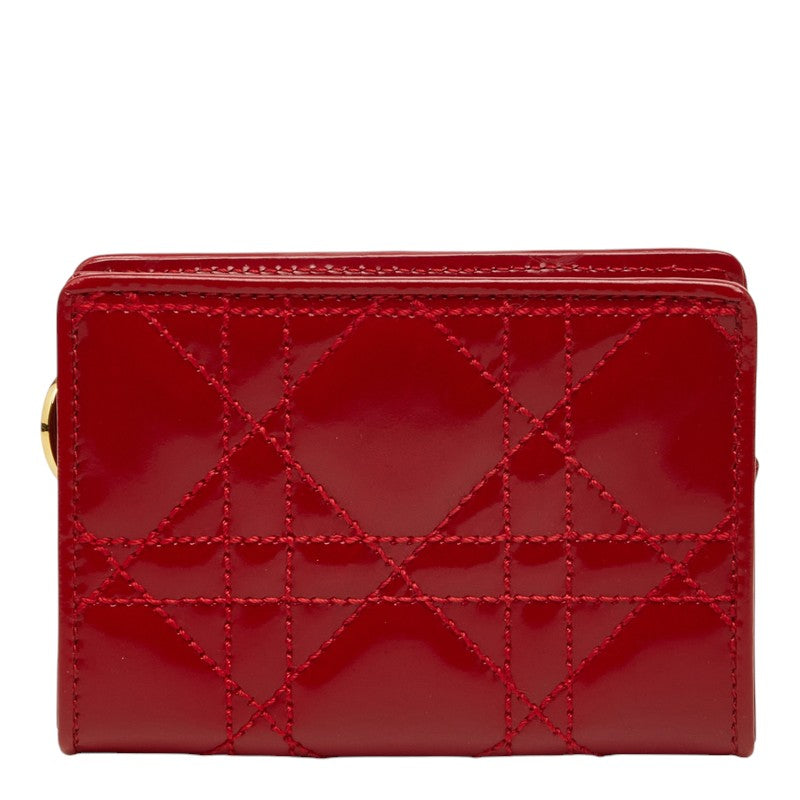ディオール カナージュ ポーチ 小銭入れ コインケース レッド パテントレザー レディース Dior 中古