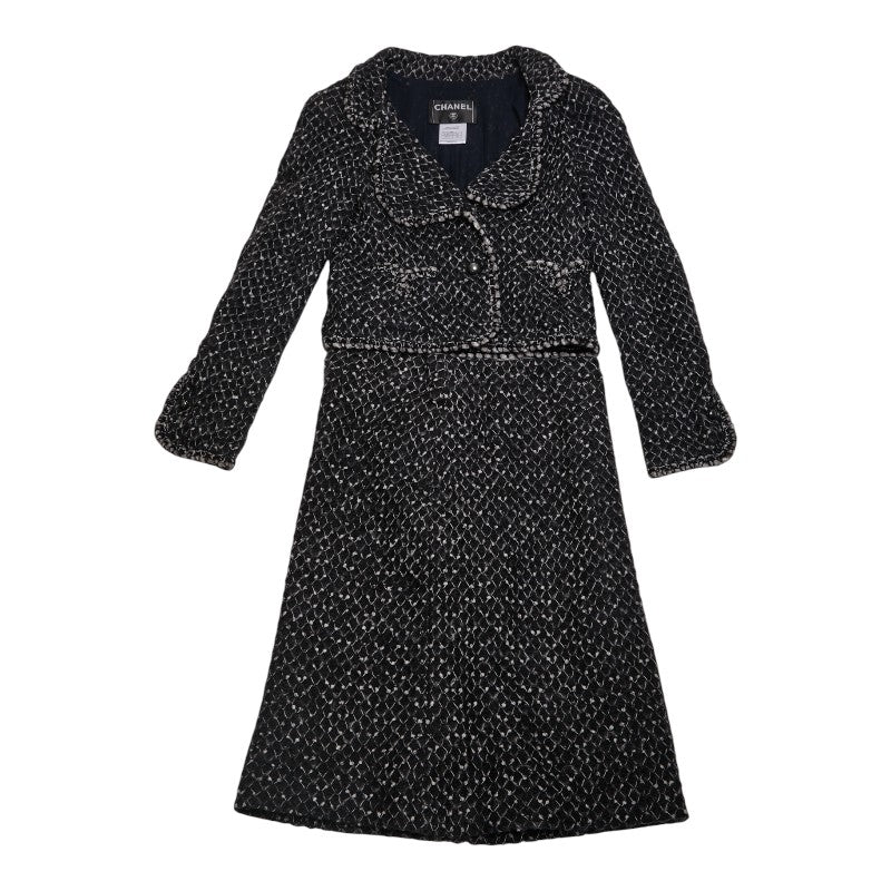 シャネル セットアップ ジャケット スカート サイズ36 ブラック ナイロン シルク モヘア レディース CHANEL 【中古】