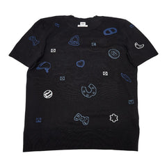 エルメス キャンディ リブリス 半袖ニット サイズ34 ブラック ブルー ウール レディース HERMES 【中古】