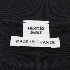 エルメス キャンディ リブリス 半袖ニット サイズ34 ブラック ブルー ウール レディース HERMES 【中古】