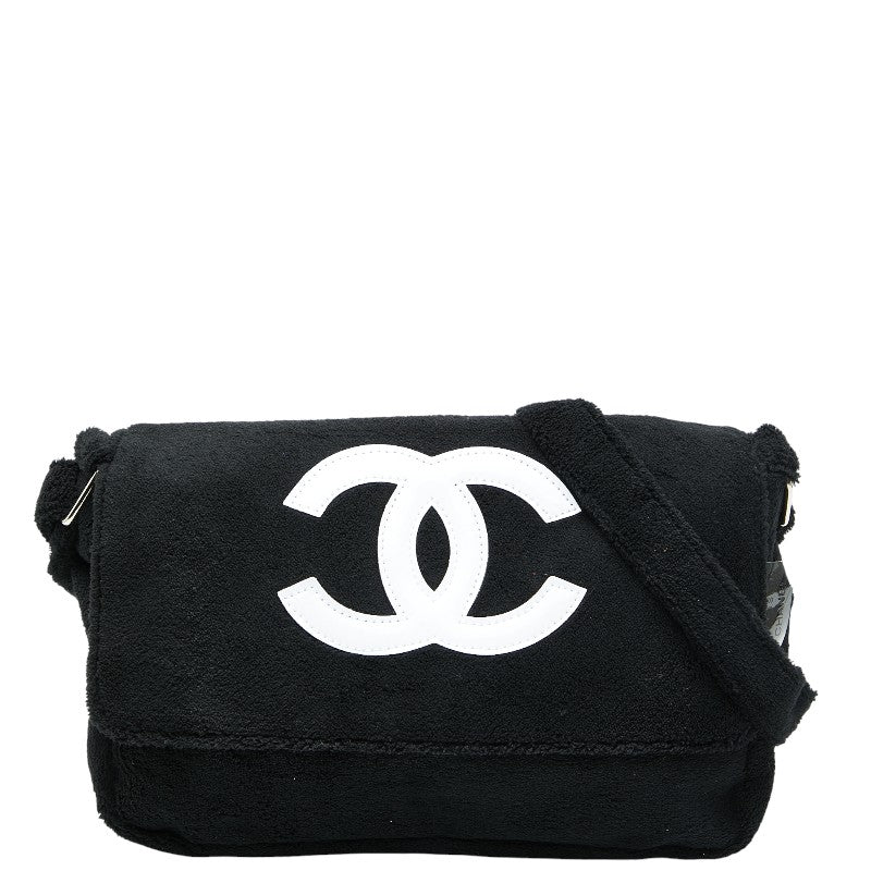 シャネル ココマーク 斜め掛け ショルダーバッグ ノベルティ ブラック ホワイト パイル レディース CHANEL 【中古】
