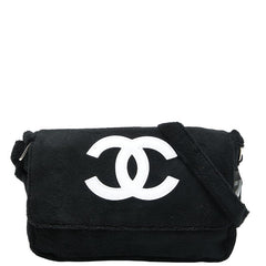 シャネル ココマーク 斜め掛け ショルダーバッグ ノベルティ ブラック ホワイト パイル レディース CHANEL 【中古】
