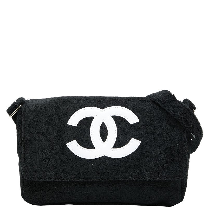 シャネル ココマーク 斜め掛け ショルダーバッグ ノベルティ ブラック ホワイト パイル レディース CHANEL 【中古】