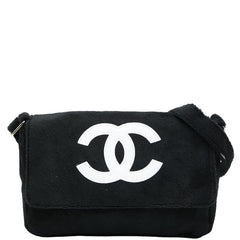 シャネル ココマーク 斜め掛け ショルダーバッグ ノベルティ ブラック ホワイト パイル レディース CHANEL 【中古】
