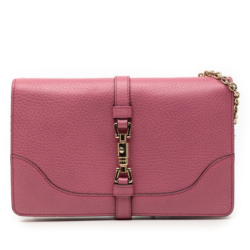 グッチ ニュージャッキー チェーン ショルダーバッグ 283061 ピンク レザー レディース GUCCI 【中古】