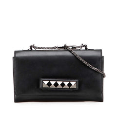ヴァレンティノ ロックスタッズ チェーン ショルダーバッグ ハンドバッグ ブラック レザー レディース VALENTINO 【中古】
