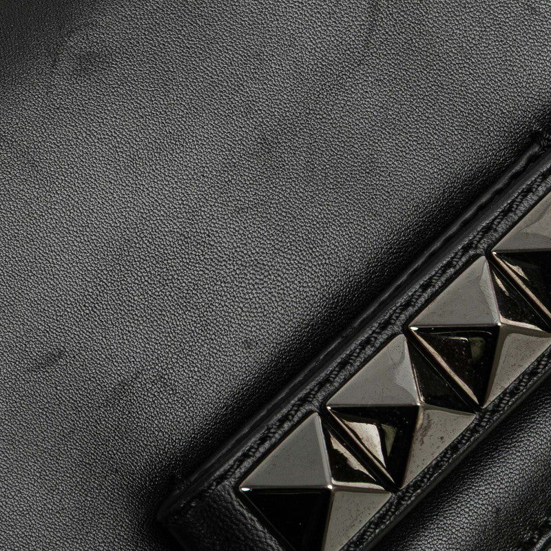 ヴァレンティノ ロックスタッズ チェーン ショルダーバッグ ハンドバッグ ブラック レザー レディース VALENTINO 【中古】