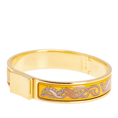 エルメス エマイユPM ホース 馬 七宝焼き ブレスレット ゴールド イエロー メッキ レディース HERMES 【中古】