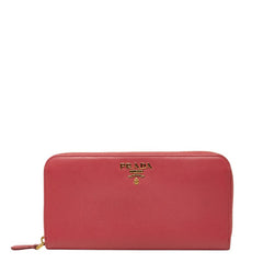 プラダ ラウンドファスナー 長財布 1ML506 ペオニア ピンク サフィアーノレザー レディース PRADA 【中古】