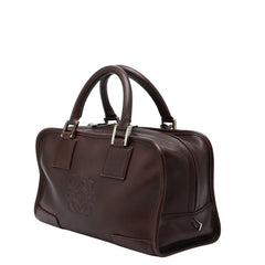 ロエベ アナグラム アマソナ28 ハンドバッグ ダークブラウン レザー レディース LOEWE 【中古】