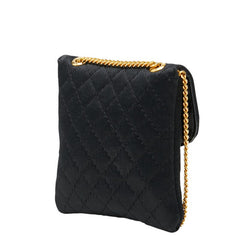 シャネル ココマーク ミニミニマトラッセ チェーン ショルダーバッグ ポーチ ブラック サテン レザー レディース CHANEL 【中古】