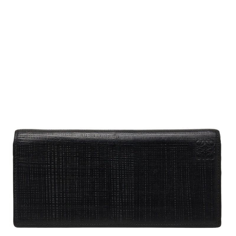 ロエベ アナグラム リネン 長財布 ブラック レザー レディース LOEWE 【中古】