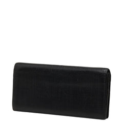 ロエベ アナグラム リネン 長財布 ブラック レザー レディース LOEWE 【中古】