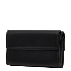 ブルガリ ミニウォレット 三つ折り財布 ダブルホック ブラック レザー レディース BVLGARI 【中古】