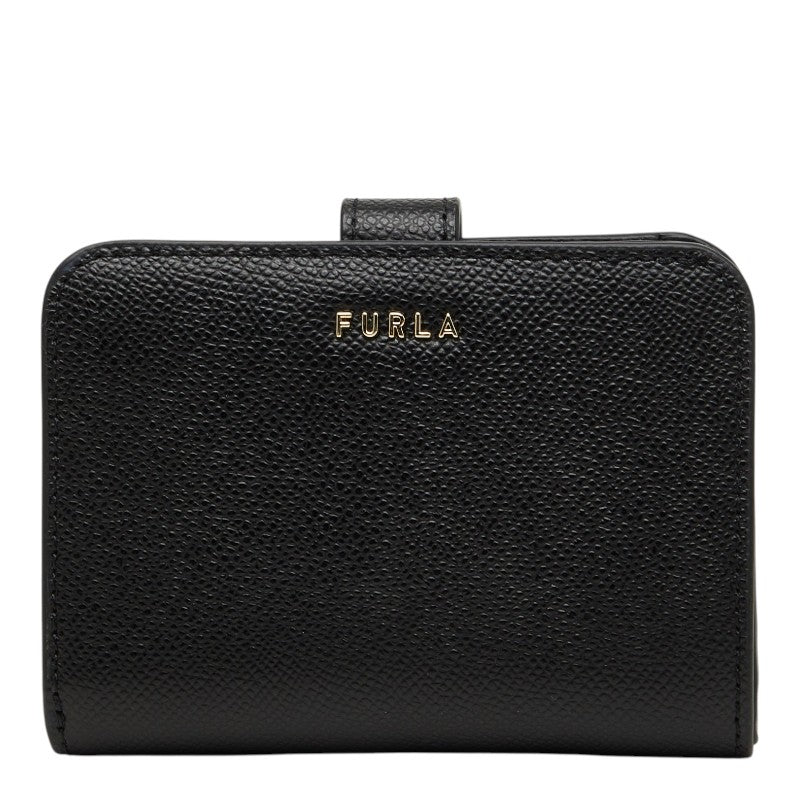 フルラ クラシック L字ファスナー 二つ折り財布 コンパクトウォレット WP00443 ネロ ブラック レザー レディース Furla 【中古】
