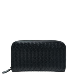 ボッテガヴェネタ イントレチャート ラウンドファスナー 長財布 ブラック レザー メンズ BOTTEGAVENETA 【中古】
