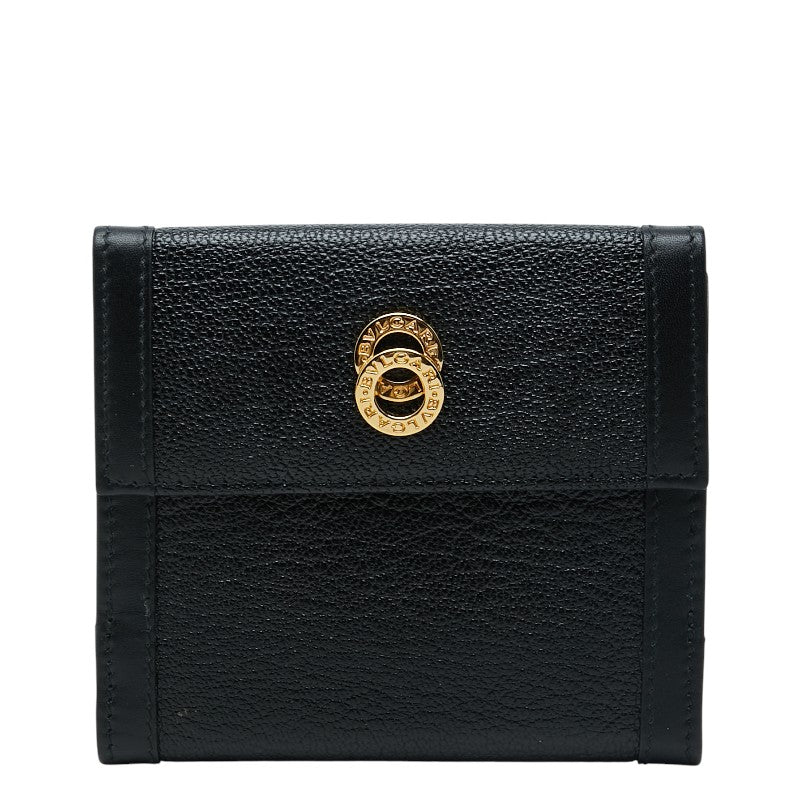ブルガリ ドッピオトンド 三つ折り財布 Wホック ブラック レザー メンズ BVLGARI 【中古】