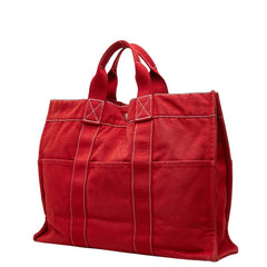 エルメス ドーヴィルMM トートバッグ ハンドバッグ レッド コットン レディース HERMES 【中古】