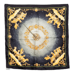 エルメス カレ42 COSMOS コスモス スカーフ ブラック マルチカラー シルク レディース HERMES 【中古】