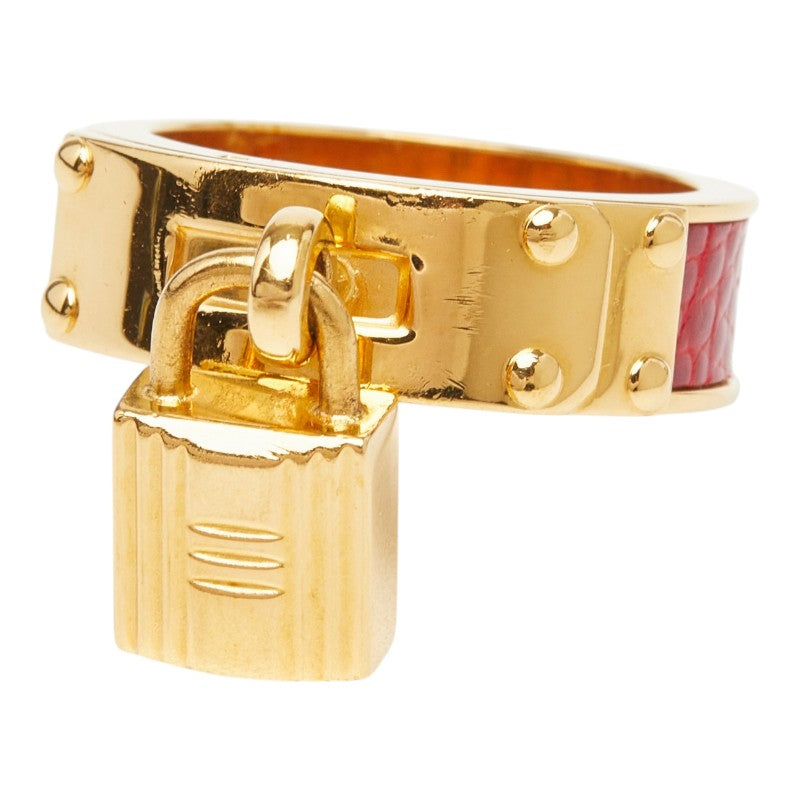 エルメス ケリー カデナ スカーフリング ゴールド レッド メッキ レザー レディース HERMES 【中古】