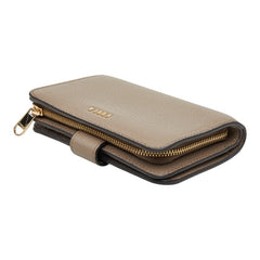 フルラ バビロン BABYLON COMPACT WALLET L字ファスナー 二つ折り財布 グレージュ レザー レディース Furla 【中古】