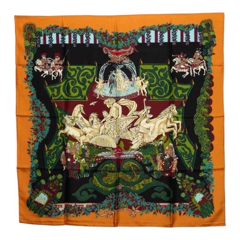 エルメス カレ90 LE PARADIS DU ROY 王の楽園 スカーフ マルチカラー シルク レディース HERMES 【中古】