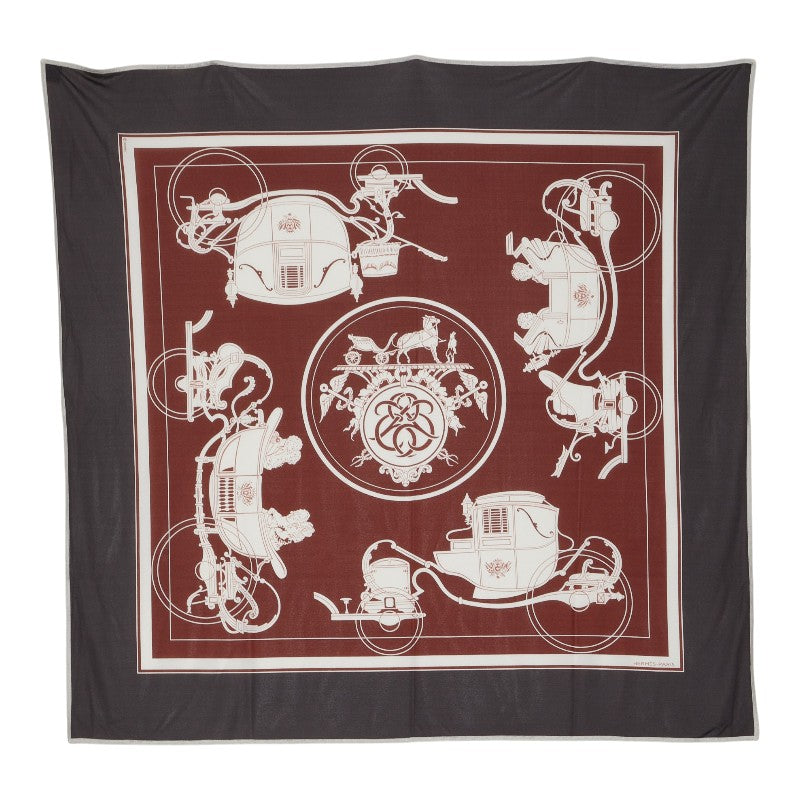 エルメス スムーズカレ 90 Ex-Libris エクスリブリス スカーフ 大判 グレー ブラウン マルチカラー シルク レディース HERMES 【中古】