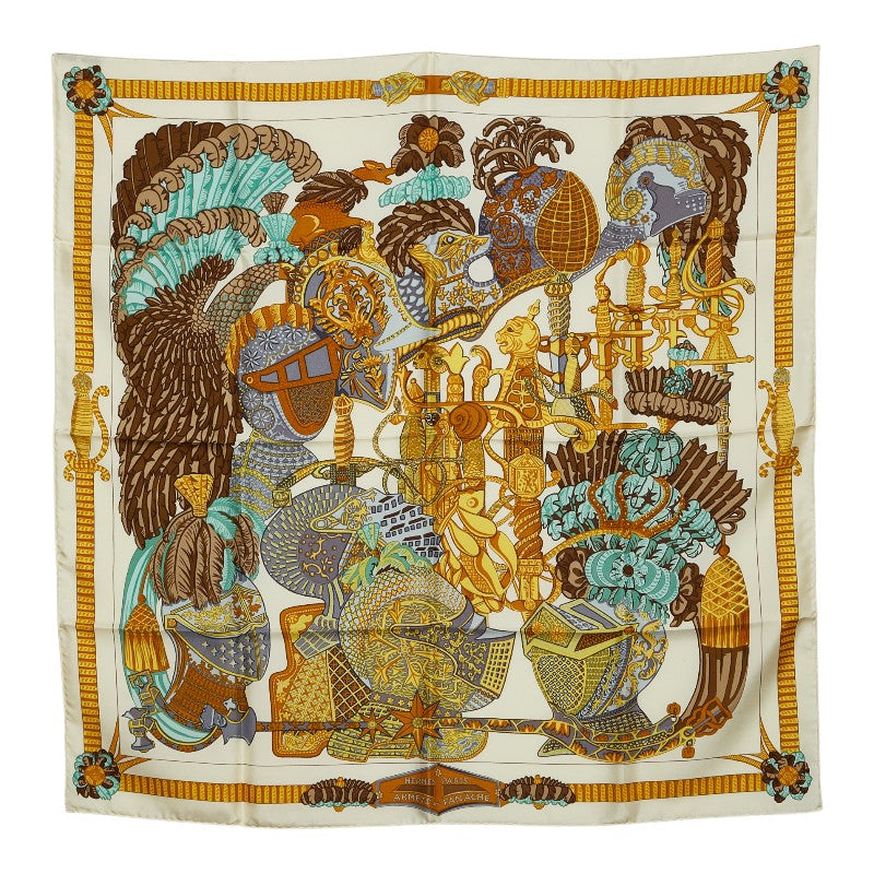 エルメス カレ90 ARMETS en PANACHE 羽飾りの騎兵兜 スカーフ マルチカラー シルク レディース HERMES 【中古】