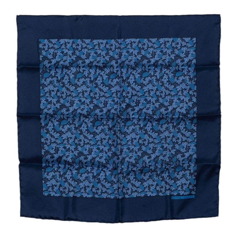 エルメス カレ45 プチカレ ガヴロッシュ Grape Vines グレープバイン ハンカチ スカーフ ネイビー ブルー シルク レディース HERMES 【中古】