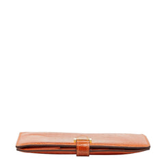 エルメス ベアンクラシック 長財布 オレンジ ゴールド金具 アリゲーター レディース HERMES 【中古】
