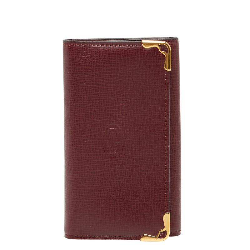 カルティエ マストライン キーケース ワインレッド レザー レディース CARTIER 【中古】