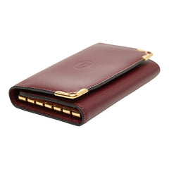 カルティエ マストライン キーケース ワインレッド レザー レディース CARTIER 【中古】