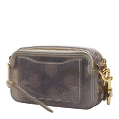 マークジェイコブス ザ ジェリー グリッター スナップショット 斜め掛け ショルダーバッグ グレー ビニール レディース MARC JACOBS 【中古】
