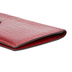 エルメス ベアン クラシック 長財布 □I 2005 レッド シルバー金具 アリゲーター レディース HERMES 【中古】