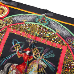 エルメス カレ90 FEUX D’ARTIFICE 技巧の火 スカーフ ブラック マルチカラー シルク レディース HERMES 【中古】