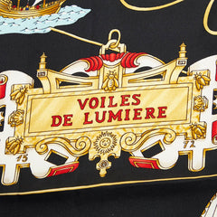 エルメス カレ90 VOILES DE LUMIERE 光の帆船 スカーフ ブラック マルチカラー シルク レディース HERMES 【中古】