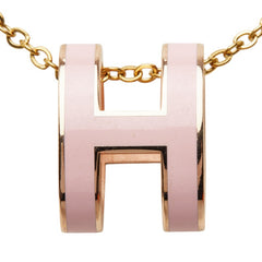 エルメス ポップH アッシュ ペンダント ネックレス ゴールド ピンク メッキ レディース HERMES 中古