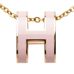 エルメス ポップH アッシュ ペンダント ネックレス ゴールド ピンク メッキ レディース HERMES 中古