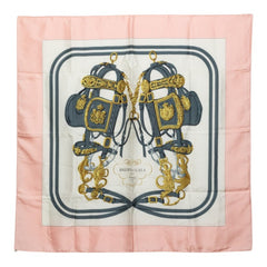 エルメス カレ90 BRIDES de GALA 式典用の馬勒 スカーフ ピンク マルチカラー シルク レディース HERMES 中古