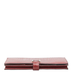 エルメス ベアンスフレ 長財布 レッド系 シルバー金具 アリゲーターマット レディース HERMES 中古