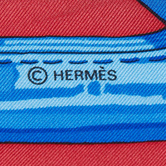 エルメス カレ90 AUX CHAMPS フィールドヘ スカーフ 大判 レッド系 マルチカラー シルク レディース HERMES 中古